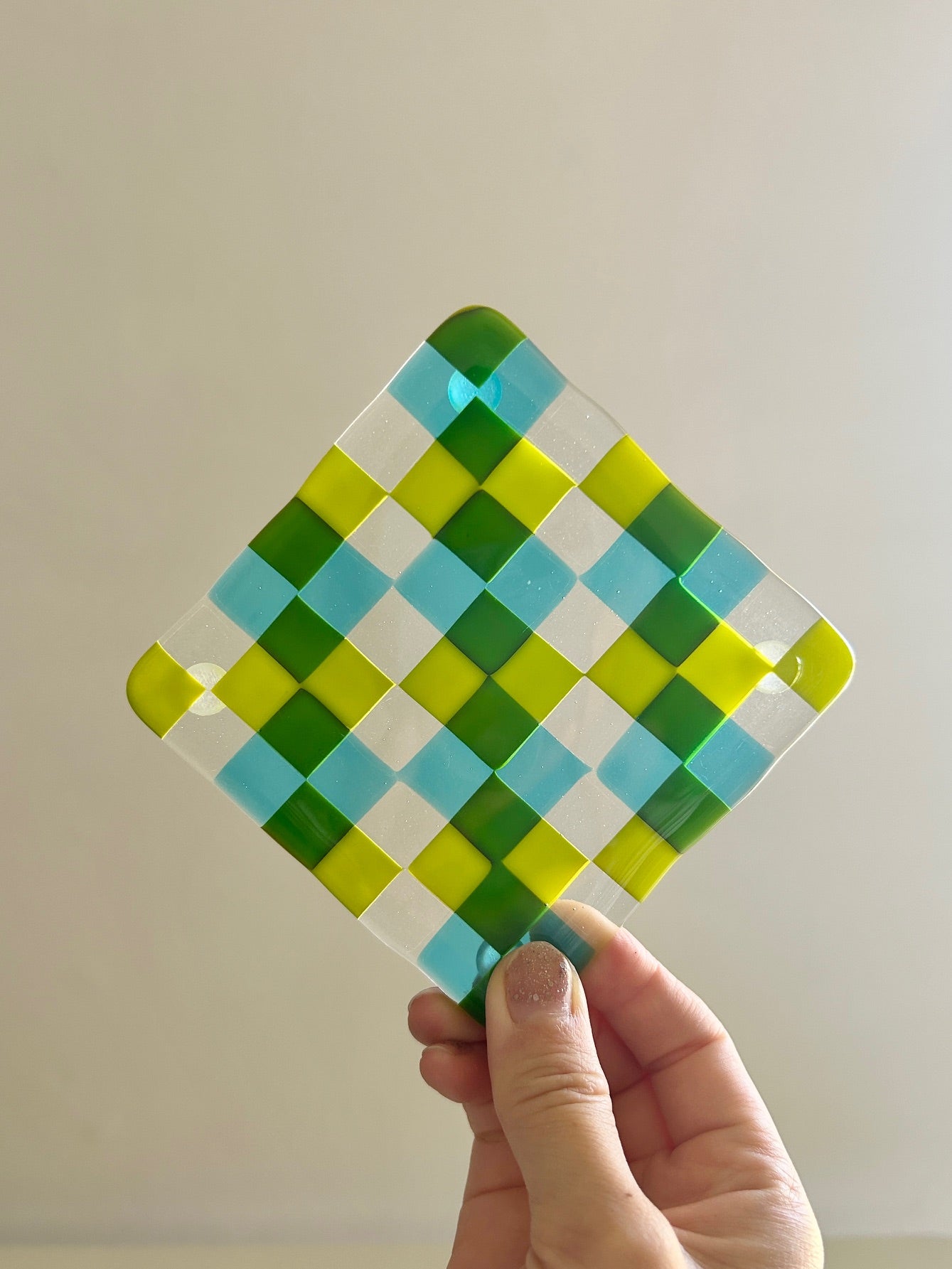 two-tone check coaster