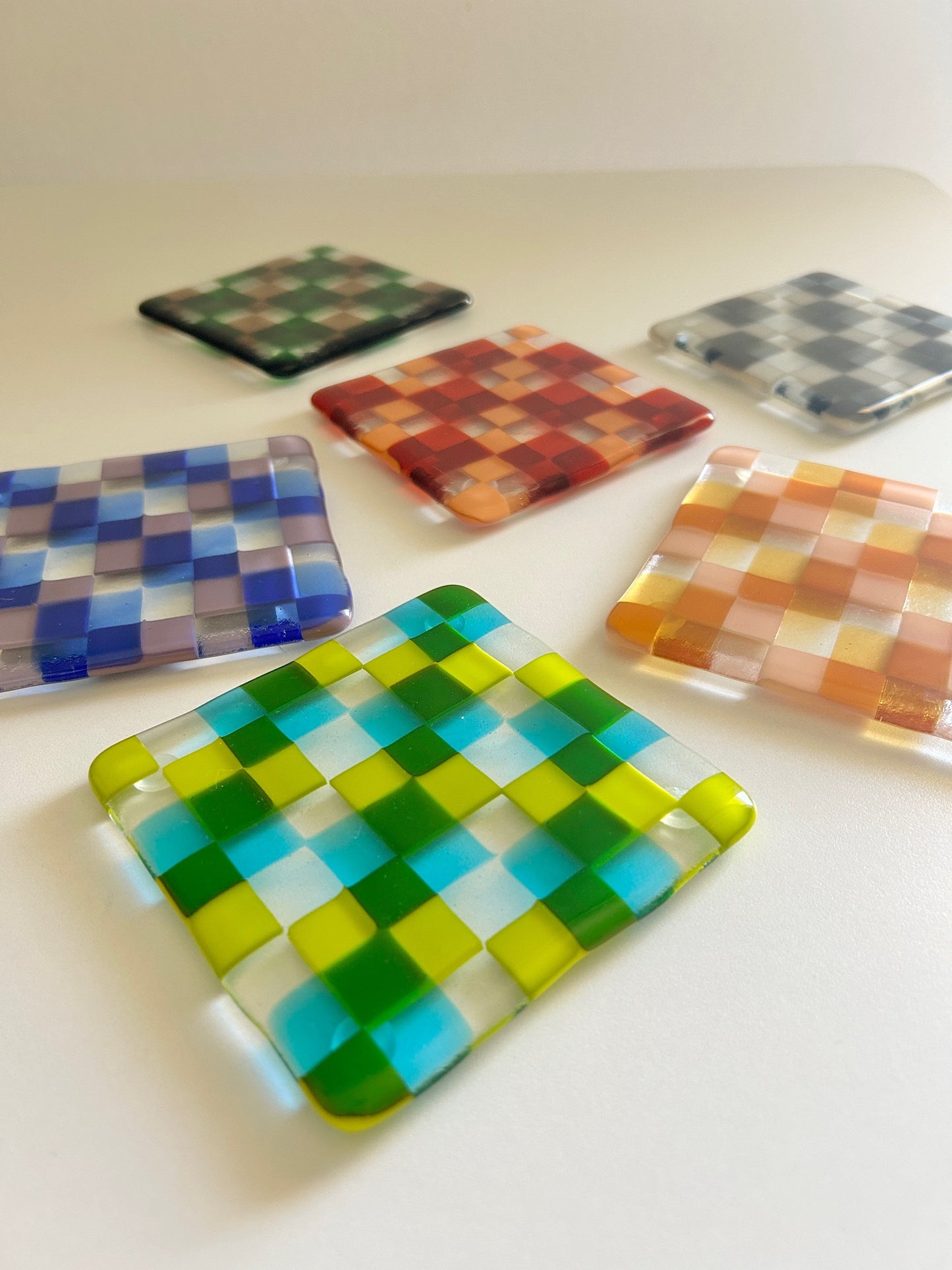 two-tone check coaster