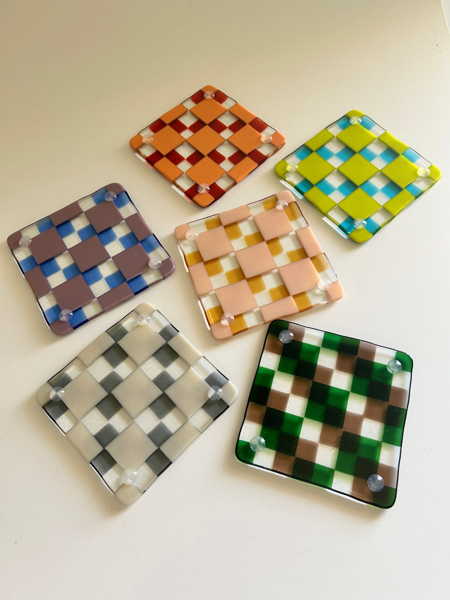 two-tone check coaster