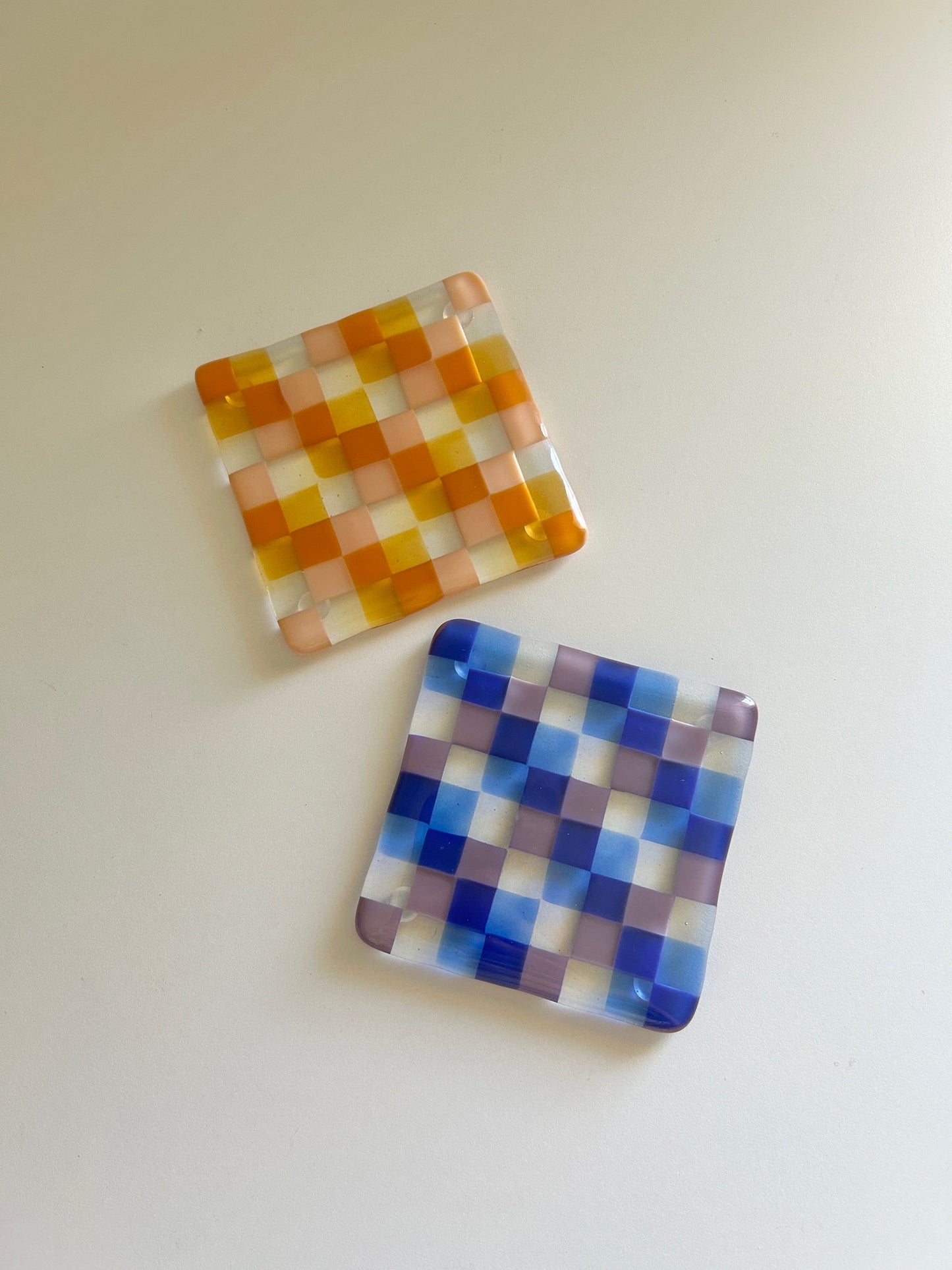 two-tone check coaster