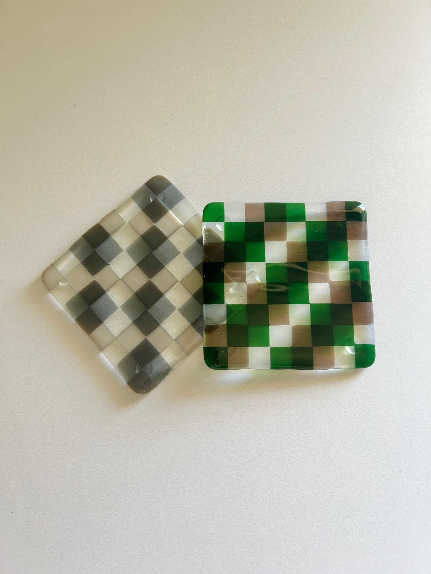 two-tone check coaster