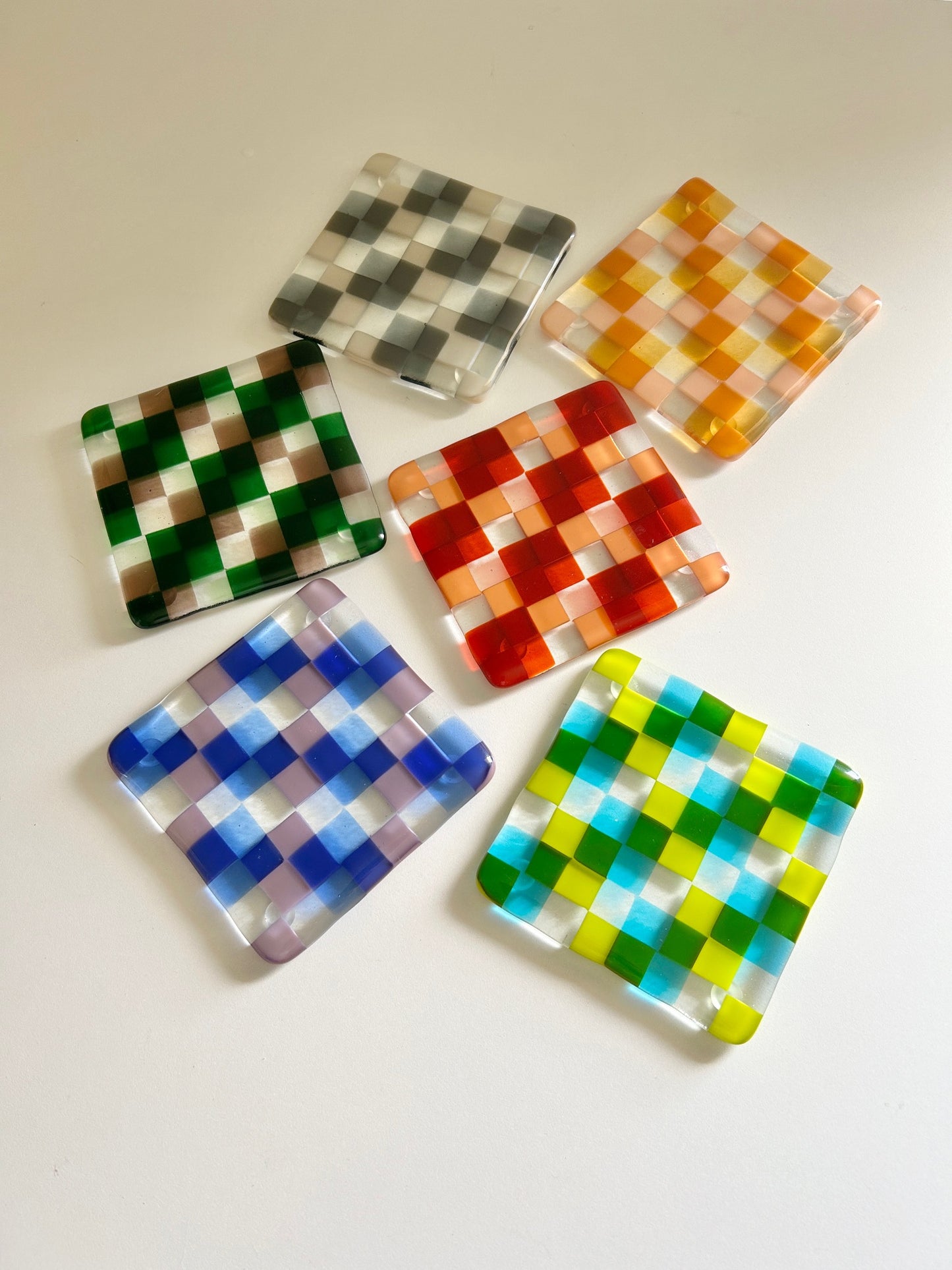 two-tone check coaster