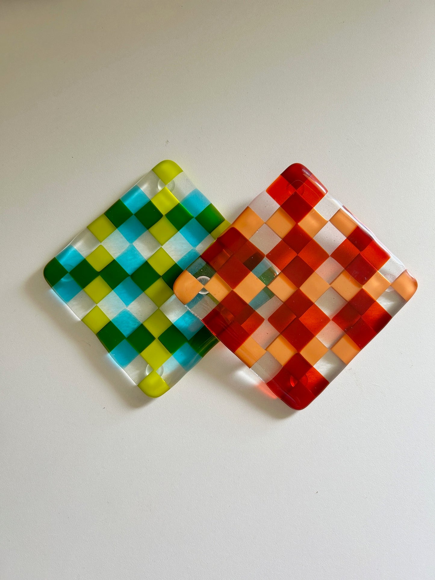 two-tone check coaster
